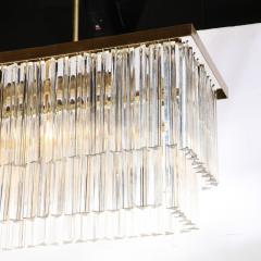 Modernist Two Tier Transparent Triedre Murano Camer Glass Rectangular Chandelier - 3108575