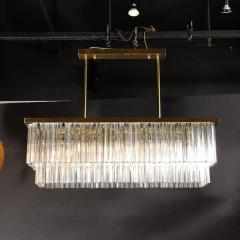 Modernist Two Tier Transparent Triedre Murano Camer Glass Rectangular Chandelier - 3108597