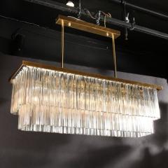 Modernist Two Tier Transparent Triedre Murano Camer Glass Rectangular Chandelier - 3108666