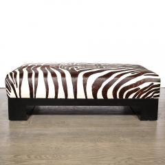 Modernist Upholstered Ottoman in Authentic Zebra Hide w Ebonized Walnut Base - 2909350