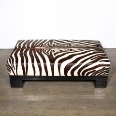 Modernist Upholstered Ottoman in Authentic Zebra Hide w Ebonized Walnut Base - 2909352