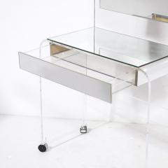 Modernist Vanity Table in Lucite Mirrored Glass - 3197943