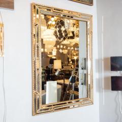 Modernist Venetian Style Mirror in Gilded Mirror with Ribbed Mosaic Border - 1484766