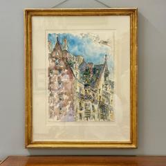 Modernist Watercolor Signed by Adam Van Doren Architecture City Framed - 3335230