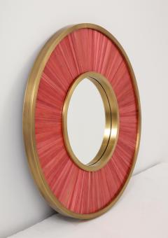 Modernist mirror Executed in straw marquetry and solid brass frame  - 1656585