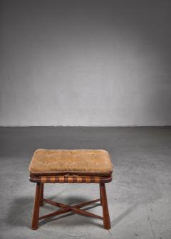 Modernist wooden stool with mohair cushion Austria - 1820337