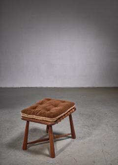 Modernist wooden stool with mohair cushion Austria - 1820338