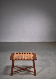 Modernist wooden stool with mohair cushion Austria - 1820339