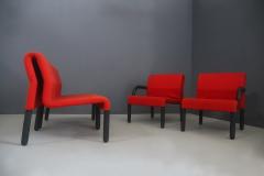 Modular Italian Sofa in red fabric and polyurethane with waves 1980s - 1095733