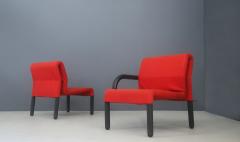 Modular Italian Sofa in red fabric and polyurethane with waves 1980s - 1095734