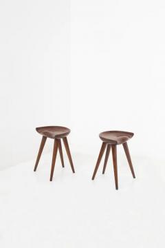 Mogens Lassen Mogens Lassen Pair of Carved Wooden Stools - 3676202