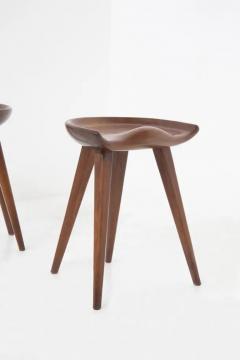 Mogens Lassen Mogens Lassen Pair of Carved Wooden Stools - 3676246