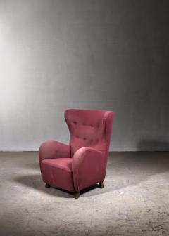 Mogens Lassen Mogens Lassen lounge chair in a magenta wool upholstery - 2909837