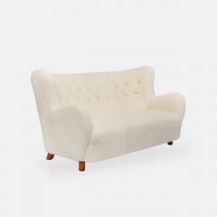 Mogens Lassen Rare Sofa in Ivory Sheepskin by Mogens Lassen - 4196968