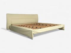 Molteni C Cream Leather Chrome King Size Bedframe Italy 21st C  - 4340280