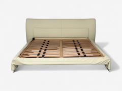 Molteni C Cream Leather Chrome King Size Bedframe Italy 21st C  - 4340281