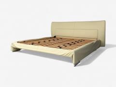 Molteni C Cream Leather Chrome King Size Bedframe Italy 21st C  - 4340282