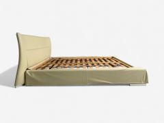 Molteni C Cream Leather Chrome King Size Bedframe Italy 21st C  - 4340283