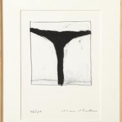 Mona Mark Mid Century Modernist Abstract Lithograph in White and Black Signed Mona Mark - 3899205