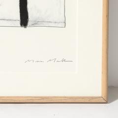 Mona Mark Mid Century Modernist Abstract Lithograph in White and Black Signed Mona Mark - 3899211