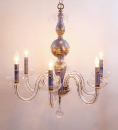 Monet water Lilies Blue Silvered Decoupage Glass Chandelier - 3337657