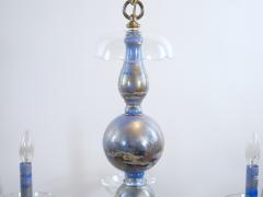Monet water Lilies Blue Silvered Decoupage Glass Chandelier - 3337659