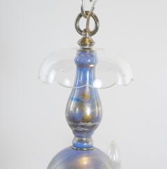 Monet water Lilies Blue Silvered Decoupage Glass Chandelier - 3337662