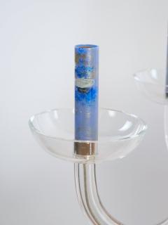 Monet water Lilies Blue Silvered Decoupage Glass Chandelier - 3337665