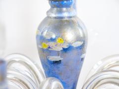 Monet water Lilies Blue Silvered Decoupage Glass Chandelier - 3337666