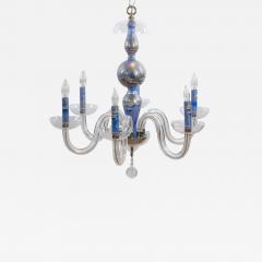Monet water Lilies Blue Silvered Decoupage Glass Chandelier - 3341693