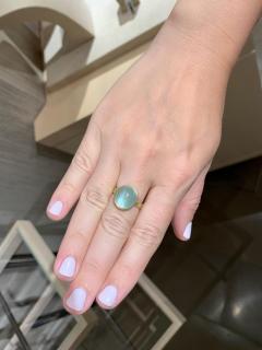 Monica Marcella Glowing Aquamarine Round Cabochon Yellow Gold Ring Monica Marcella 2023 - 4703116