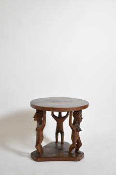 Monoxyl African pedestal round table 1960s  - 4684437
