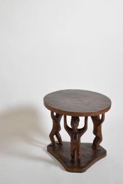 Monoxyl African pedestal round table 1960s  - 4684439