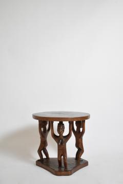 Monoxyl African pedestal round table 1960s  - 4684440