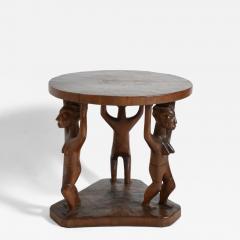 Monoxyl African pedestal round table 1960s  - 4689436