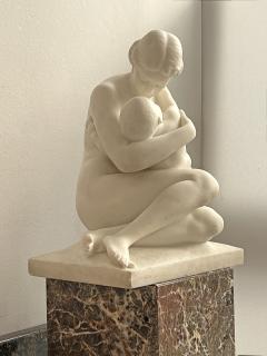 Monsieur Vanet French Carrara Marble Sculpture 19th Century Nude Neoclassical Mother Child - 2763600