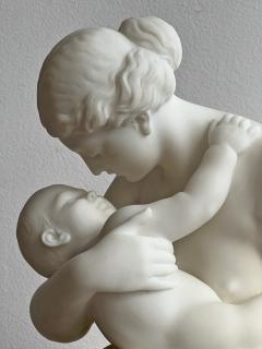 Monsieur Vanet French Carrara Marble Sculpture 19th Century Nude Neoclassical Mother Child - 2763601