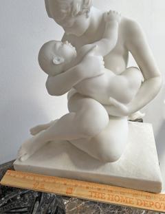 Monsieur Vanet French Carrara Marble Sculpture 19th Century Nude Neoclassical Mother Child - 2763605