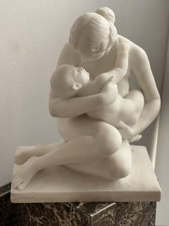 Monsieur Vanet French Carrara Marble Sculpture 19th Century Nude Neoclassical Mother Child - 2763607