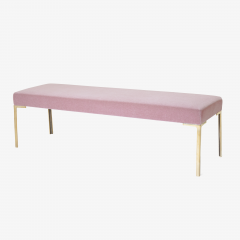 Montage Astor 60 Brass Bench in Blush Mohair by Montage - 825615