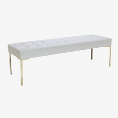 Montage Astor 60 Brass Bench in Dove Luxe Suede by Montage - 559077