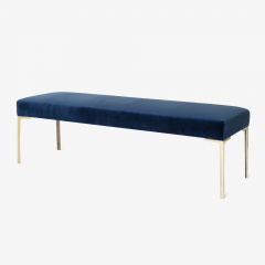 Montage Astor 60 Brass Bench in Navy Velvet by Montage - 702350