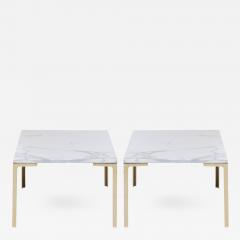 Montage Astor Brass Occasional Tables in Carrara Marble by Montage Pair - 371119