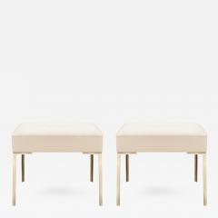 Montage Astor Brass Ottomans in Bone Luxe Suede by Montage Pair - 371120