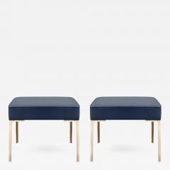 Montage Astor Brass Ottomans in Midnight Luxe Suede by Montage Pair - 371123
