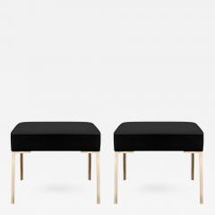 Montage Astor Brass Ottomans in Noir Luxe Suede by Montage Pair - 371122