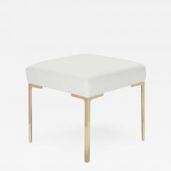 Montage Astor Petite Brass Ottoman in Snow Velvet by Montage - 826735