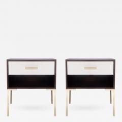 Montage Astor Tall Brass Nightstands in Ebony and Ivory Walnut by Montage - 386336