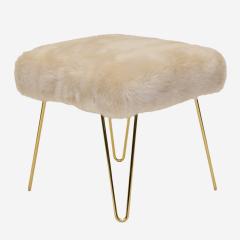 Montage Faux Fur Ottomans on Brass Hairpin Legs Pair - 3083112