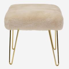 Montage Faux Fur Ottomans on Brass Hairpin Legs Pair - 3083113
